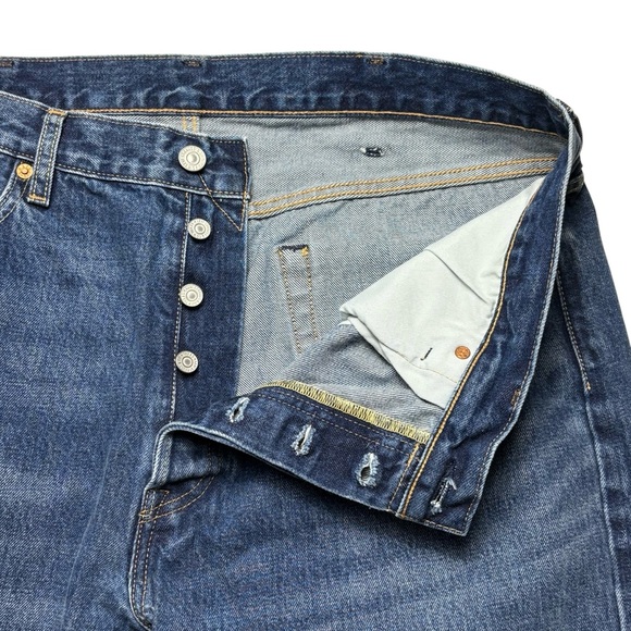 Levis 501 ST Big E Premium Denim Jeans Mens 38x32 Slim Taper Selvedge Button Fly - Picture 3 of 16